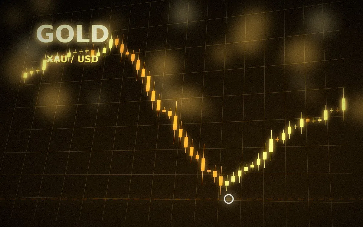 下落のあとに反発する金価格のチャートのイメージ